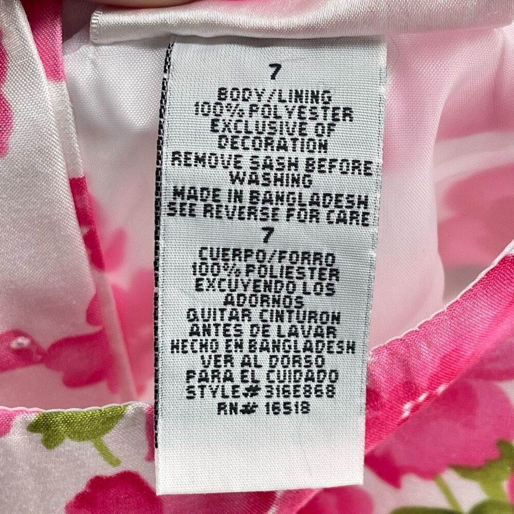 Emily West Girls Pink Green Floral Sleeveless Belted Formal A-Line Dress Size 7 - Picture 12 of 14